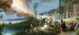Allegorical composition with offering scene. by Adriaen Van Stalbemt