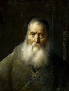 A bearded old man with a skullcap by Jan Lievens