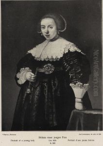 A Young Lady holding a Watch and a Chain in her Right Hand