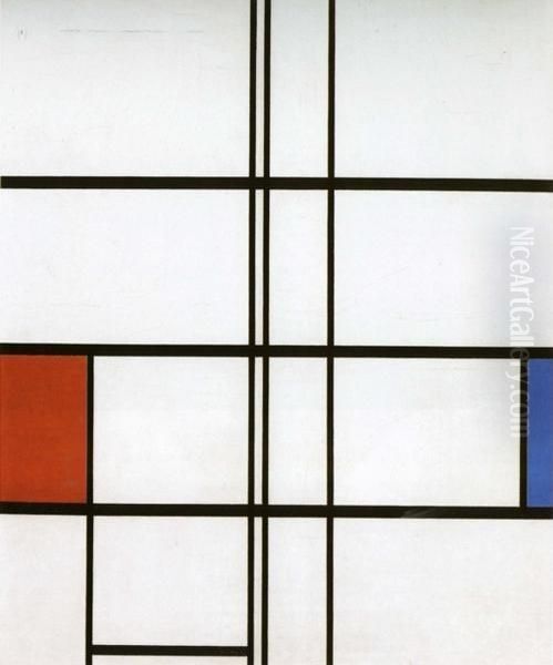 Composition en blanc, rouge et bleu - view 1