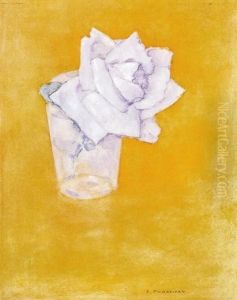 Rose in a glass by Piet Mondrian