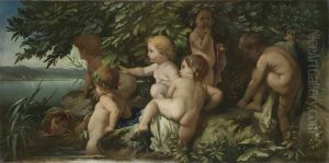 Bathing children by Anselm Friedrich Feuerbach