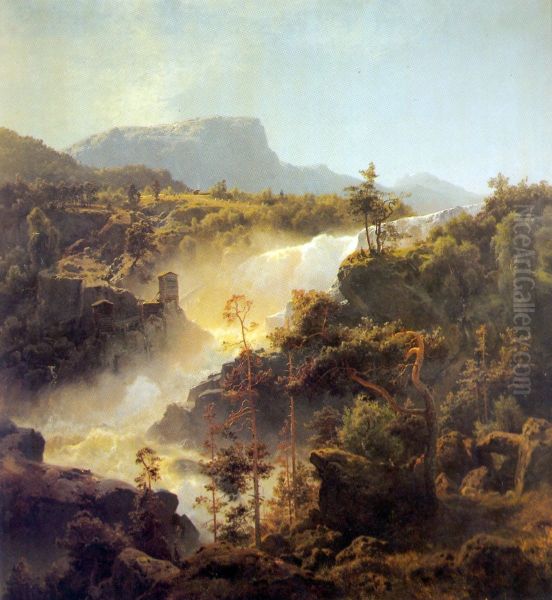 Tessefossen i Vaga i middagsbelysning - view 1