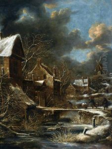 Winter landscape. by Nicolaes Molenaer