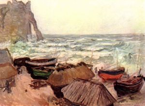 Bateaux de peche et Porte d'Aval by Claude Oscar Monet