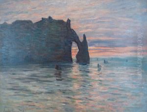 Sunset at Etretat by Claude Oscar Monet