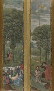 John the Baptist preaching and the Baptism of Jesus by Simon Bening