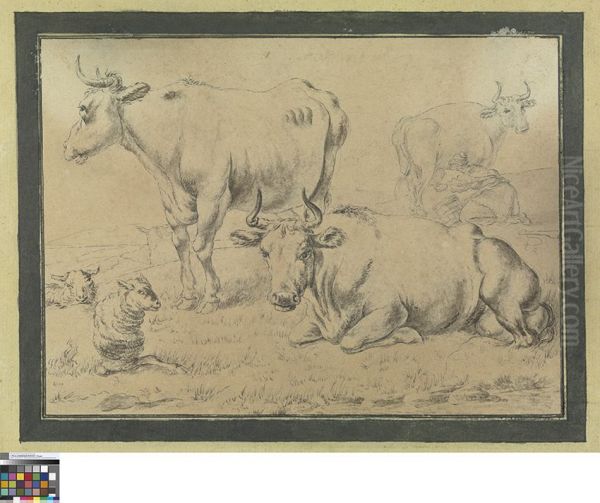 Koeien en schapen in de weide - view 1