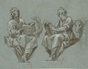 Design For Pendentives: The Evangelists Saint John And Saint Luke by Bernardo Castello