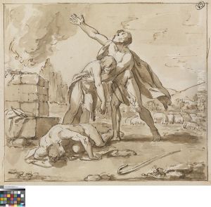 Adam en Eva bewenen de dode Abel by Vincenzo Camuccini