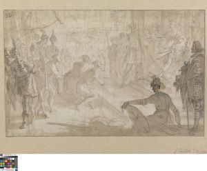 Admiraal Jacopo Inghirami brengt gevangen Saracenen voor Ferdinand I van Toscane