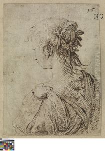 Jong meisje op de rug gezien by Jacob de Gheyn II