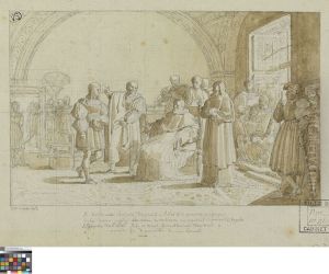 Raphael wordt door Bramante aan paus Julius II voorgesteld by Joseph Dionysius Odevaere