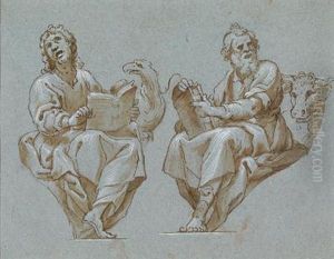 Entwurf Fur Zwei Pendentive: Die Evangelistenjohannes Und Lukas by Bernardo Castello