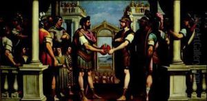 Accordo Tra Romolo E Tizio Tazio, Re Dei Sabini by Bernardo Castello