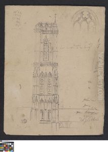 De toren van Sint-Baafskerk in Gent by Pieter-Frans De Noter