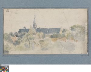Landschap met kerk by Pieter-Frans De Noter