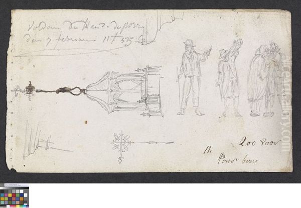 Studies van figuren en een torenspits - view 1