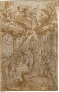 The Martyrdom Of St. Sebastian by Giovanni B. (Il Genvovese) Castello