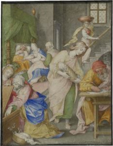 The Birth Of The Virgin by Giovanni B. (Il Genvovese) Castello