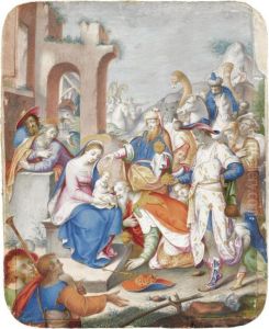 The Adoration Of The Magi by Giovanni B. (Il Genvovese) Castello