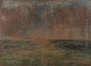Large seascape - Sunset by James Ensor