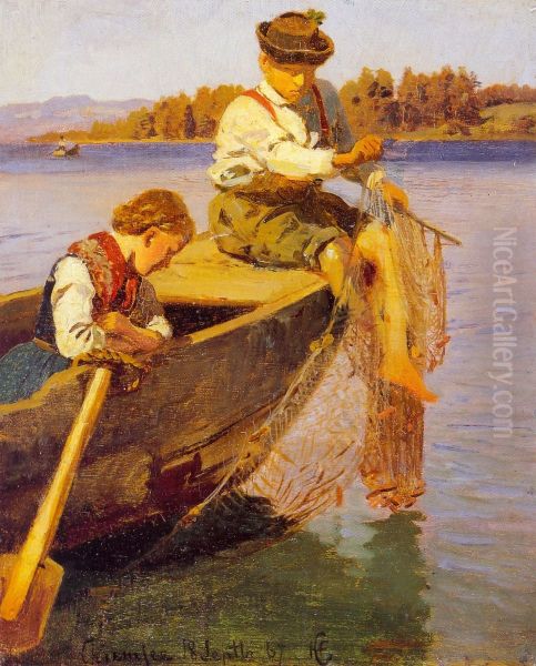 Children fishing - view 1