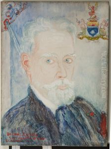 Baron James Ensor, his bad angel, his coat of arms by James Ensor