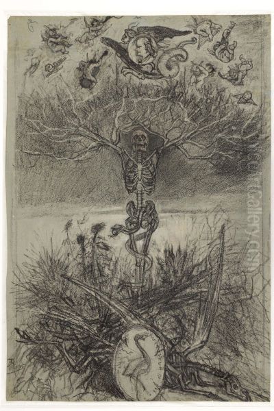 Definitieve tekening voor het frontispice Les Epaves van Charles Baudelaire - view 1