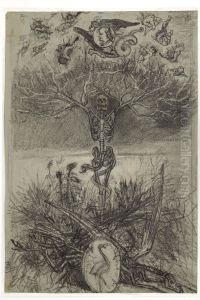 Definitieve tekening voor het frontispice Les Epaves van Charles Baudelaire by Felicien Rops