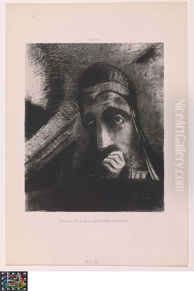 Dans mon reve, je vis au ciel un visage de mystere [In mijn droom zag ik aan de hemel een mysterieus gezicht], uit de reeks Hommage a Goya.  6 lithographies par Odilon Redon - view 1