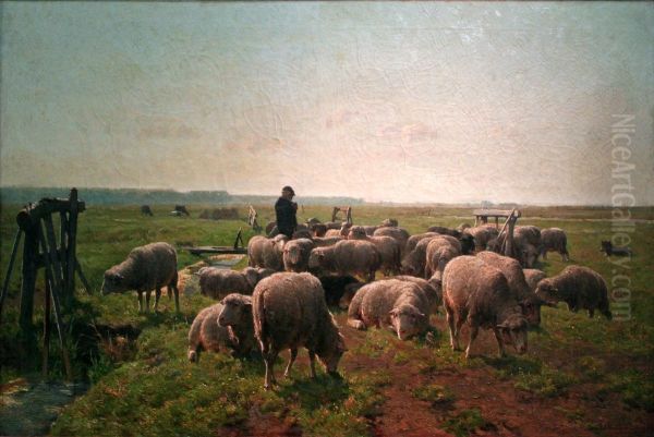 Landschap met herder en kudde schapen - view 1