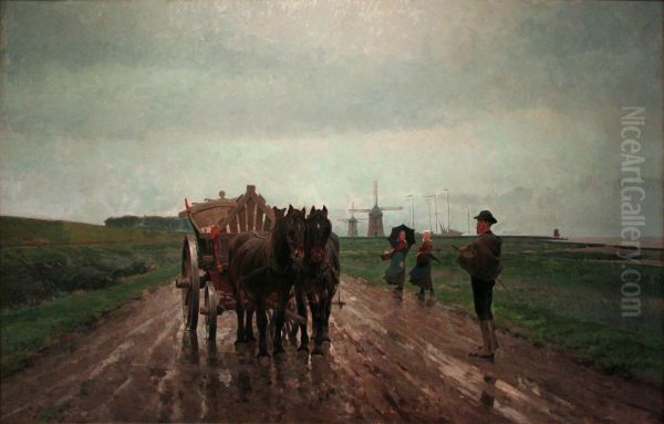 Trekpaarden met kar aan de Beneden-Schelde - view 1