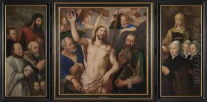 Triptych with the triumph of Christ and the donor family Morillon