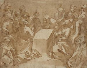 Une Assemblee De Saints Et Apotres Regardant Vers Le Ciel by Valerio Castello
