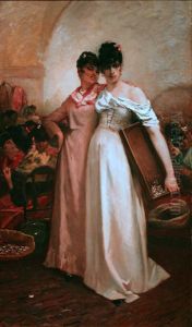 Twee vrouwen in een tabaksmanufactuur in Sevilla by Constantin Meunier