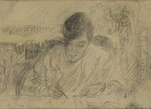 De briefschrijfster (Ensors zuster) by James Ensor