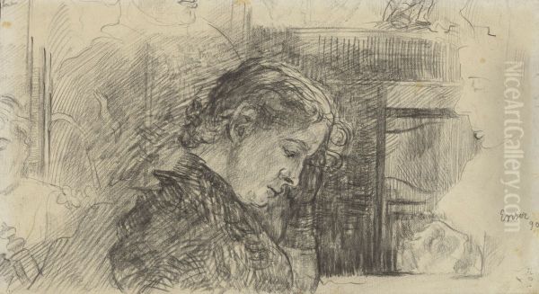 Vrouwenprofiel (Mariette Rousseau) en andere figuren - view 1