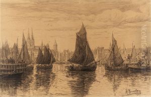 Vissersdok en visserskreek te Oostende by Henri Permeke