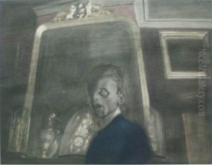 Zelfportret met spiegel by Leon Spilliaert