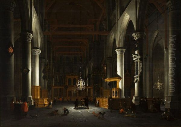 Church interior by candlelight - view 1