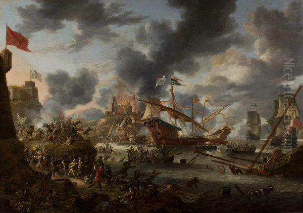 Sea battle between Christians and the Turks - view 1