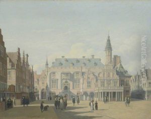 The Market Place and Town Hall, Haarlem by Gerrit Adriaenszoon Berckheyde