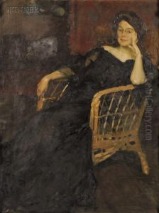 Portrait Of Aseated Woman by Claudio Castelucho