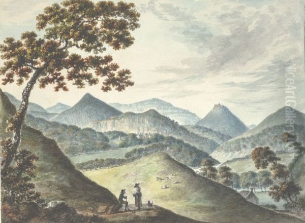 View of Llandysilio & Castell Dinas Bran - view 1