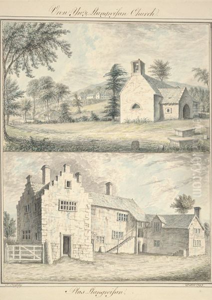 Fron Ynys & Llangwyfan Church ; Plas Llangwyfan - view 1