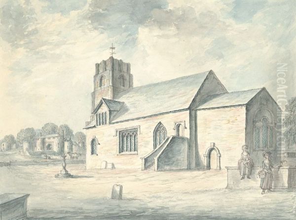 Whittington church and castle - view 1