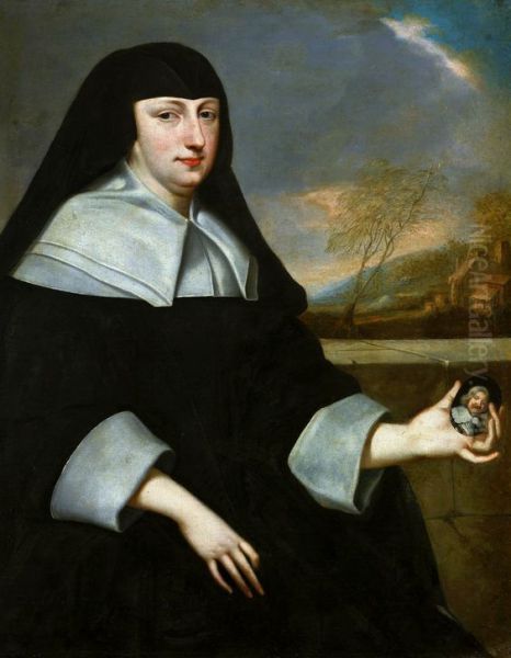 Portrait of a widow with a miniature in her hand (Maria Felice Orsini 1600-1666)? - view 1