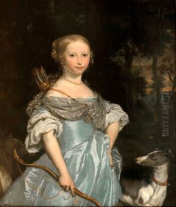 Portrait historie of a young woman as Diana