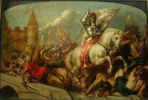 Jeanne d'Arc a la sortie d'Orleans, repoussant les Anglais by William Etty